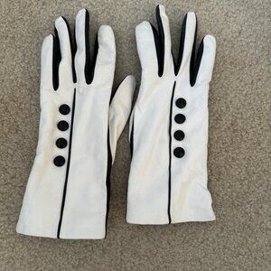 Black and White Leather Gloves New